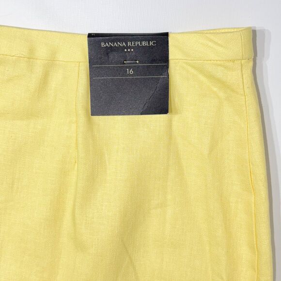 NWT $70 Banana Republic Yellow Linen Blend Mini Skirt Women’s Size 16 (A4) - Picture 7 of 11